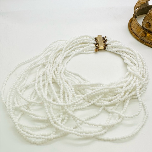 Vintage RARE Signed LES BERNARD White Runway Necklace - Picture 17 of 17